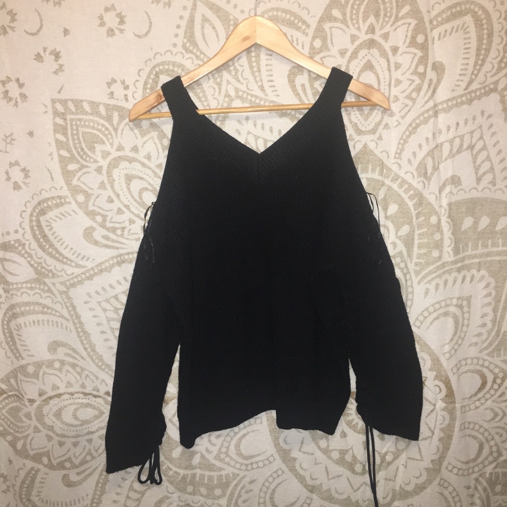 Off the Shoulder Black Sweater